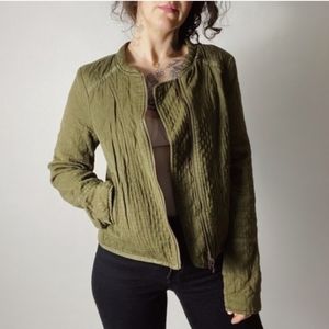 Anthropologie Hei Hei army green quilted jacket size small
